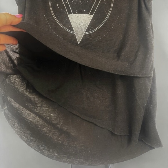 MODERN LUX Black Moon Graphic Sleeveless Top Criss Cross Front Small Punk Grunge - Picture 3 of 9